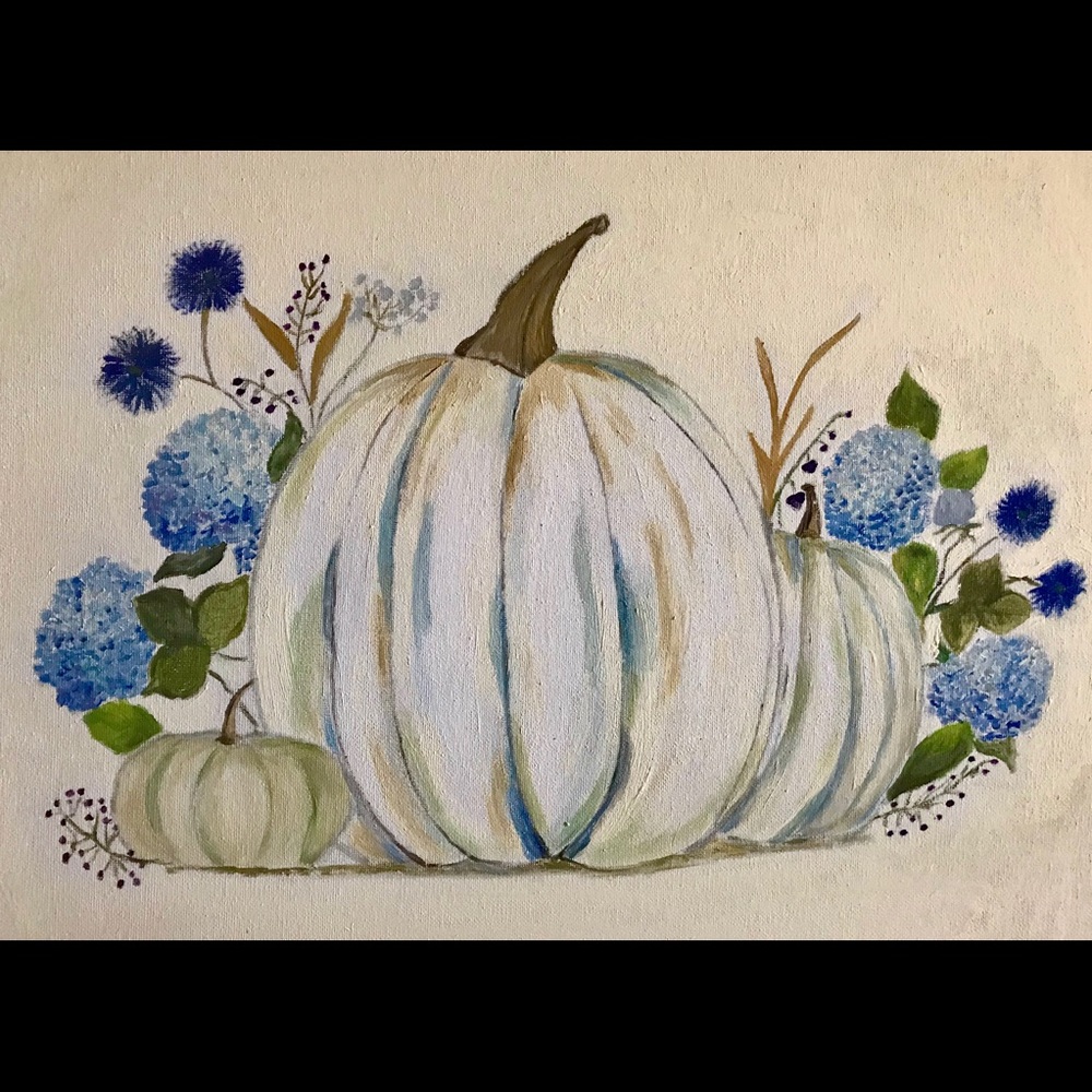Original Painting Pumpkin time 16”x20” Canvas